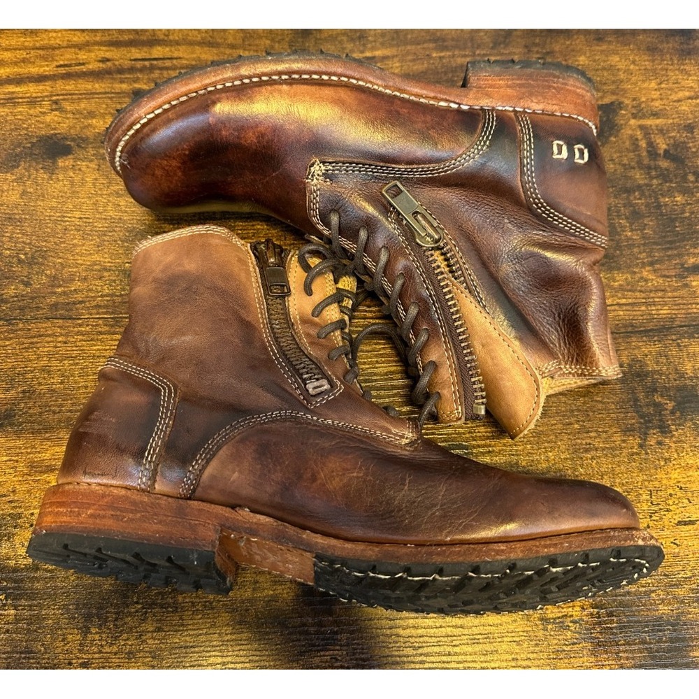 Bed Stu Tactical Boot Women's Size 8 Brown Leather Distressed Lace Up Zipper Lug - Picture 15 of 16